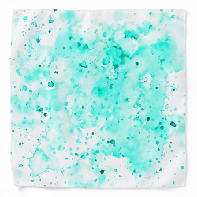 Fun Teal Paint Splatters Bandana (Front)