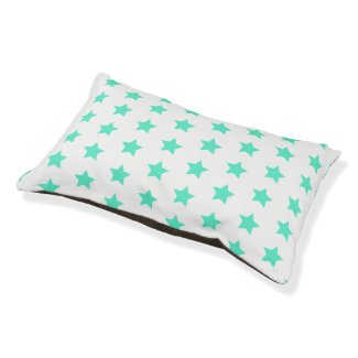Fun Teal Stars Pattern Indoor Dog Bed - Small