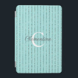Fun Teal Turquoise Blue Glitter Stripes Monogram iPad Mini Cover<br><div class="desc">Fun Teal Turquoise Blue Glitter Stripes Monogram cover with teal blue faux glitter stripes and space for your custom monogram and name. Easy to customize with text, fonts, and colors. Created by Zazzle pro designer BK Thompson © exclusively for Cedar and String; please contact us if you need assistance, have...</div>