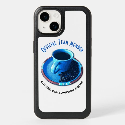 Fun Team Coffee Blue Cup Saucer Beans Template OtterBox iPhone 14 Case