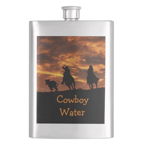 Fun Team Roping Cowboy Water classic flask Flask