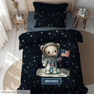 Fun Teddy Bear Astronaut Duvet Baby Room Decor Cover