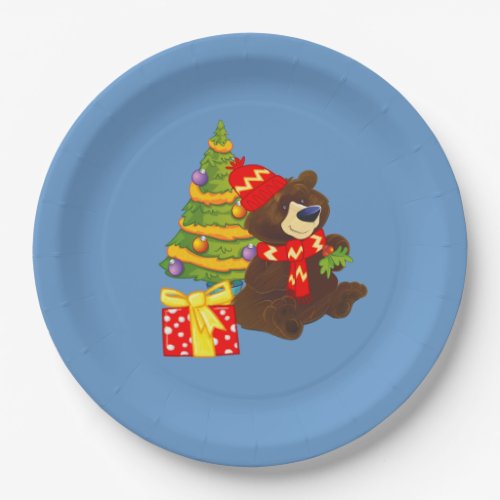 Fun Teddy Bear Christmas Party Paper Plates