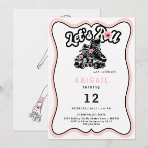 Fun Teen Girl Roller Skating Birthday Party Invitation