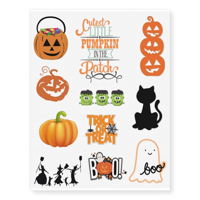 Fun Temporary Halloween Tattoo Sheets (Front)