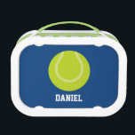 Fun Tennis Ball Lunch Box<br><div class="desc">CLICK ON CUSTOMIZE IT! TO CHANGE BACKGROUND COLOR.
Fun custom design with a sports theme. Personalize it with a name or any text of your choice for a one of a kind design.</div>