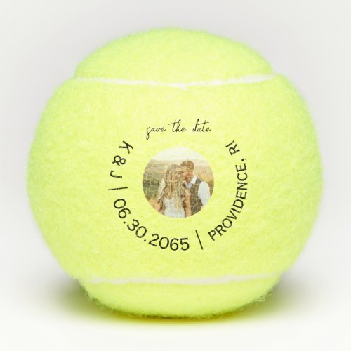 Fun Tennis Photo Wedding Save the Date Tennis Balls