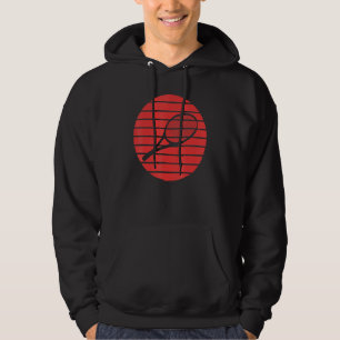 Fun Tennis Racket Racquet Silhouette On A Red Suns Hoodie