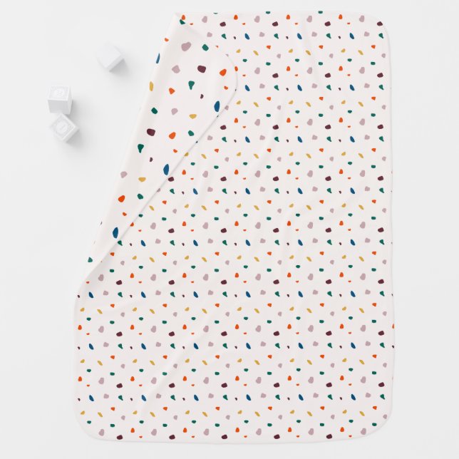 Fun Terrazzo Dots Baby Blanket – Retro Colours (In Situ)