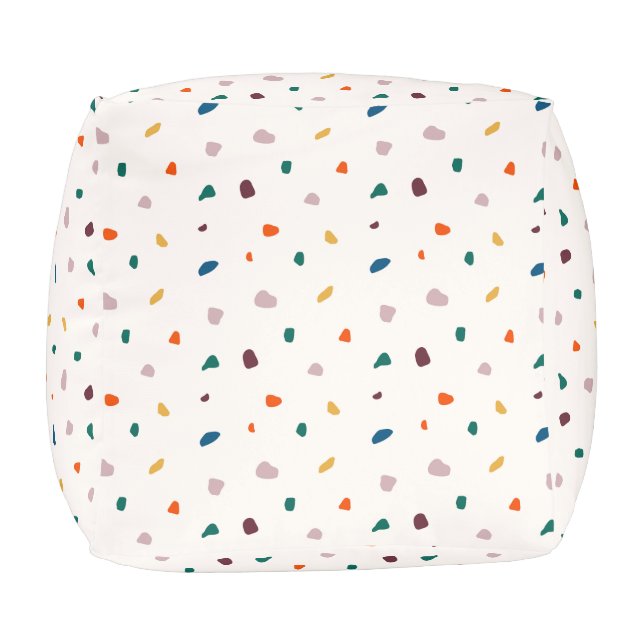 Fun Terrazzo Print Cube Nursery Pouf  (Bottom)