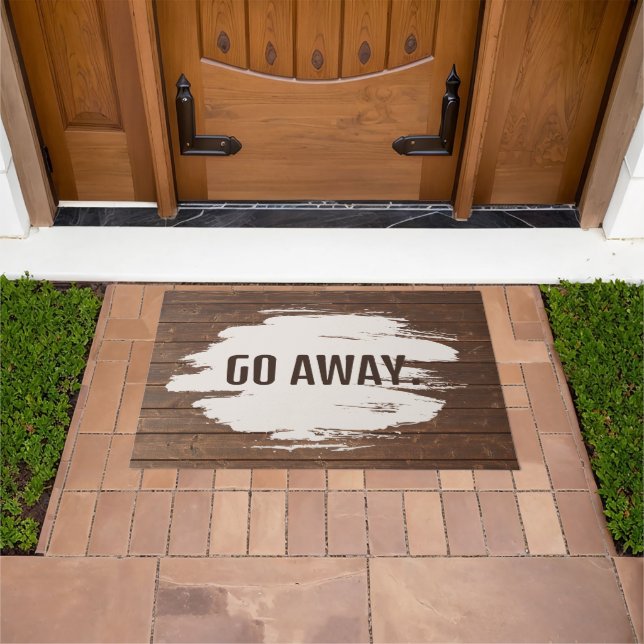 Fun Text On Oak Wood Background Doormat (Outdoor)