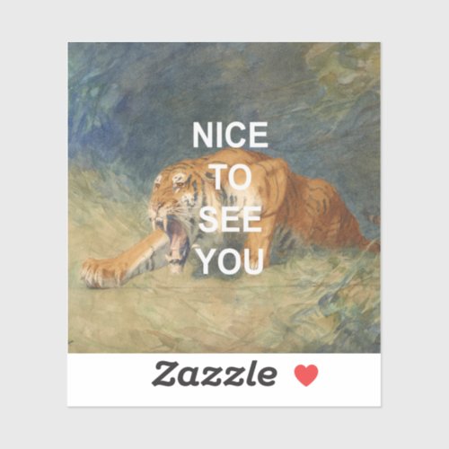 Fun Text   Vintage Tiger Painting Sticker