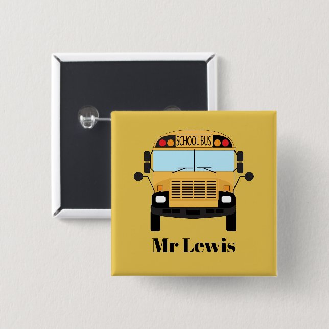 Fun Thank You Appreciation School Bus Driver Button (Front & Back)