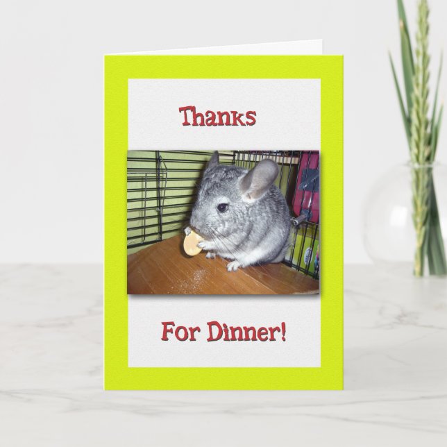 Fun Thank You For Dinner with Chinchilla Eating Card (Front)