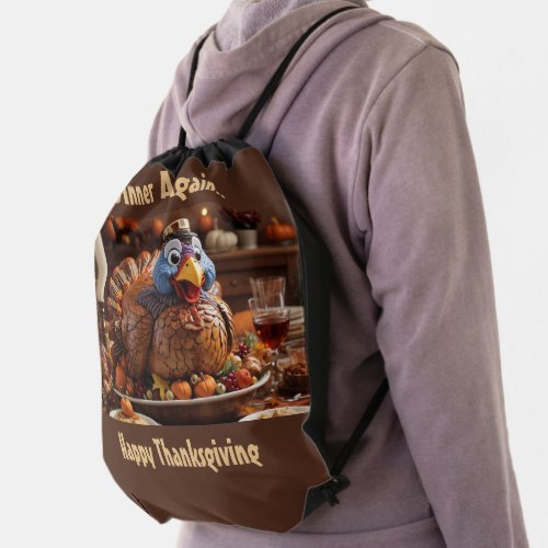 Fun Thanksgiving Drawstring Backpack Custom Text