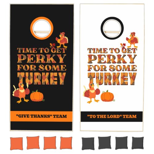 Fun Thanksgiving PERKY FOR SOME TURKEY Cornhole Set