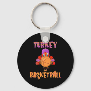 Fun Thanksgiving Turkey plays Basketball Tee Men B Keychain