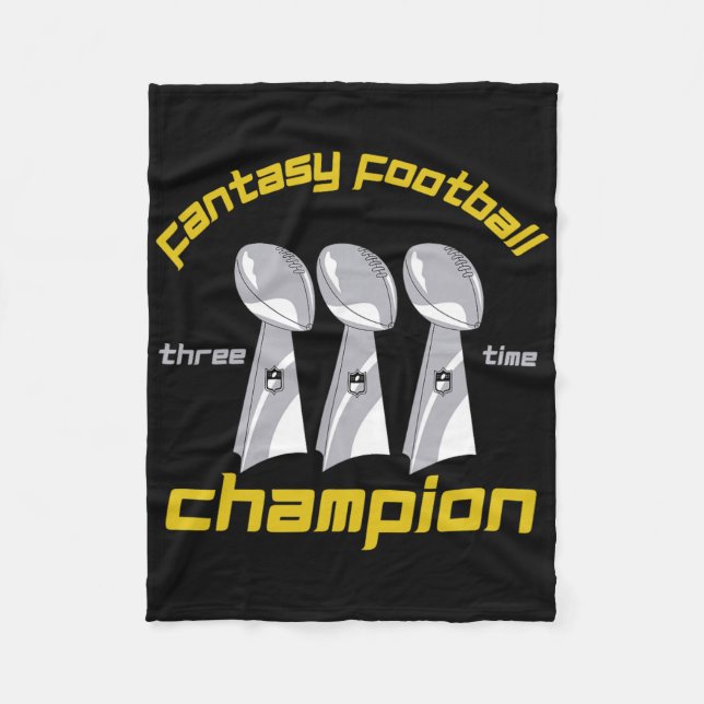 Fun Three Time Fantasy Football League Champion Tr Fleece Blanket (Front)