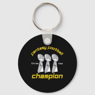 Fun Three Time Fantasy Football League Champion Tr Keychain
