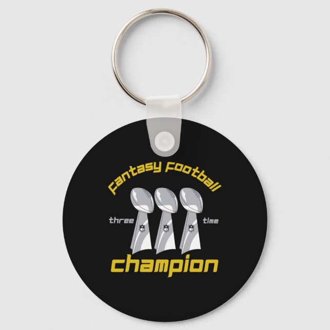 Fun Three Time Fantasy Football League Champion Tr Keychain (Front)