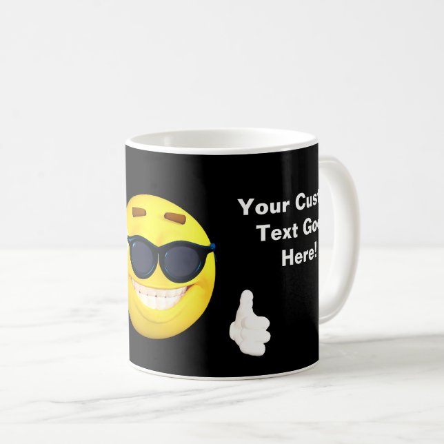 Fun Thumbs Up Emoji with Your Custom Text Coffee Mug (Front Right)