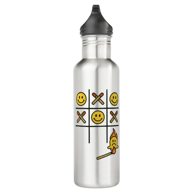 Fun Tic Tac Toe design Stainless Steel Water Bottle (Right)