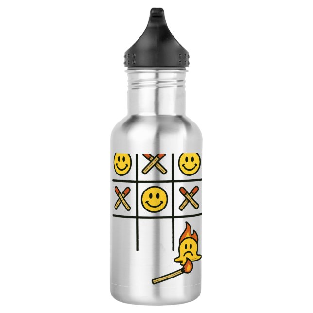 Fun Tic Tac Toe design Stainless Steel Water Bottle (Right)