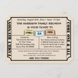 Fun Ticket Cut Family Reunion Invitation