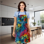 Fun Tie Dye Pattern Monogram Colorful Apron<br><div class="desc">This design may be personalized by choosing the customize option to add text or make other changes. If this product has the option to transfer the design to another item, please make sure to adjust the design to fit if needed. Contact me at colorflowcreations@gmail.com if you wish to have this...</div>