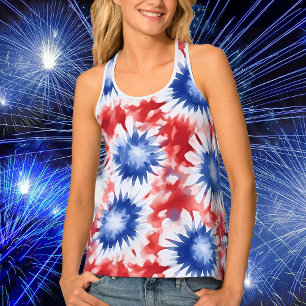 Fun Tie Dye Pattern red white blue Tank Top
