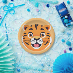 Fun tiger Face safari Wild jungle Birthday Party c Paper Plates