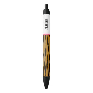 Fun Tiger Print with Pink Trim | Personalized Black Ink Pen