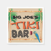 Fun Tiki Bar with custom name and parrot
