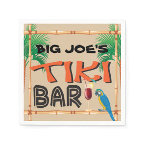 Fun Tiki Bar with custom name and parrot  Napkins