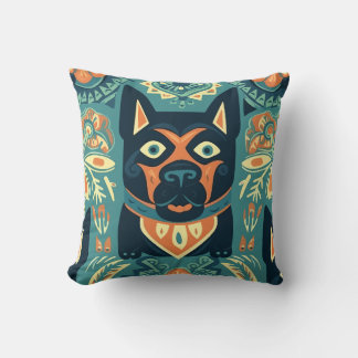 Fun Tiki Dog Graphic Throw Pillow