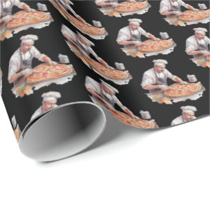 Fun tiled baking pizza tiled party wrapping paper