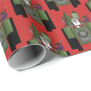 Fun Tiled Christmas Tractor driving party wrap Wrapping Paper
