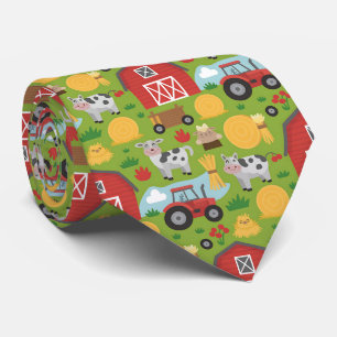 Fun tiled farm animals neck tie