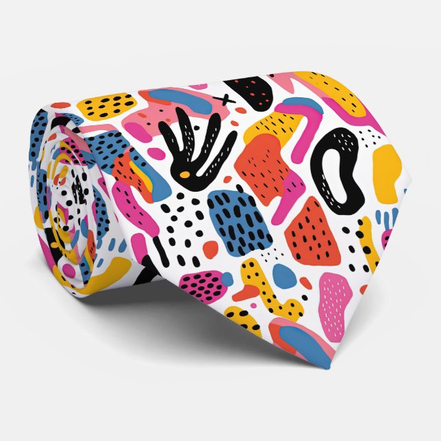 Fun tiled splash pattern neck tie (Rolled)