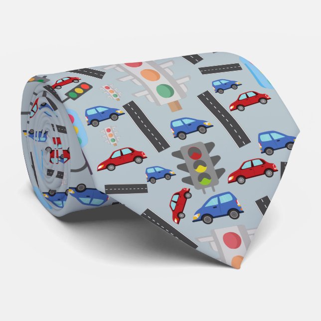 fun tiled Transportation tiled pattern Neck Tie (Rolled)