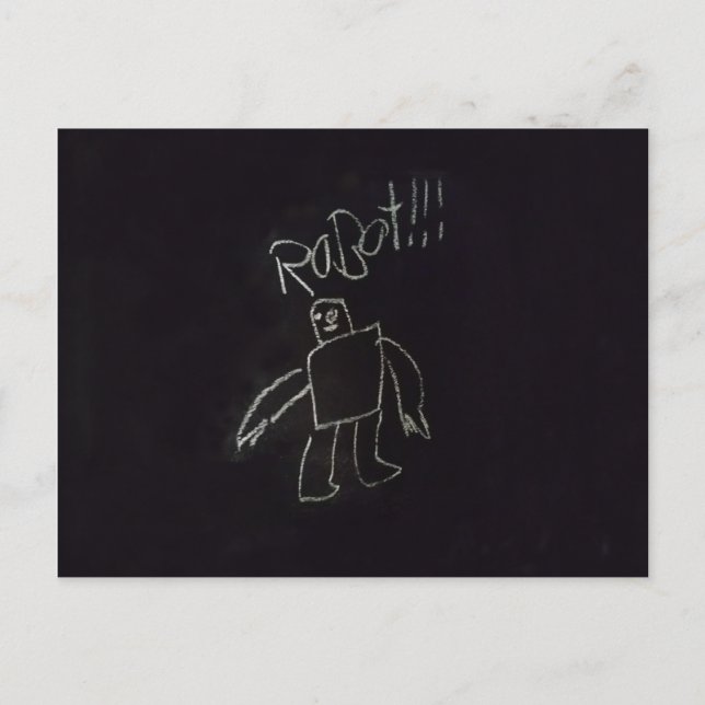 Fun time happy good chalk board Robot Postcard (Front)