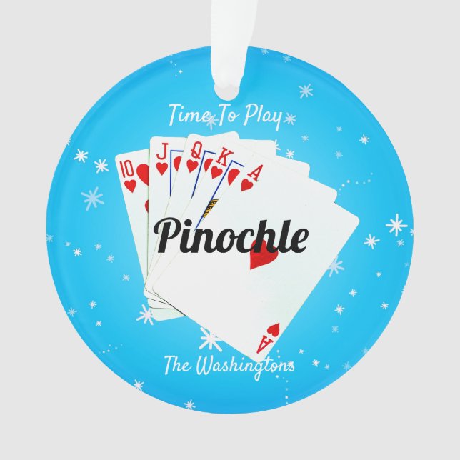 Fun Time to Play Pinochle Blue Ornament (Front)