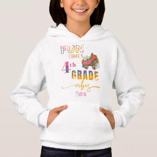 Fun Times 4th Grade Vibes Girls Cute Retro Hoodie