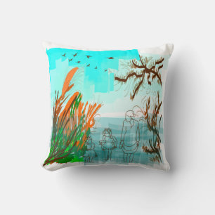 Fun Times With Grandma Contemporary Outdoor View Throw Pillow