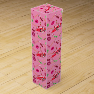 Fun 'Tis the Season' Glam Pink & Green Christmas Wine Box