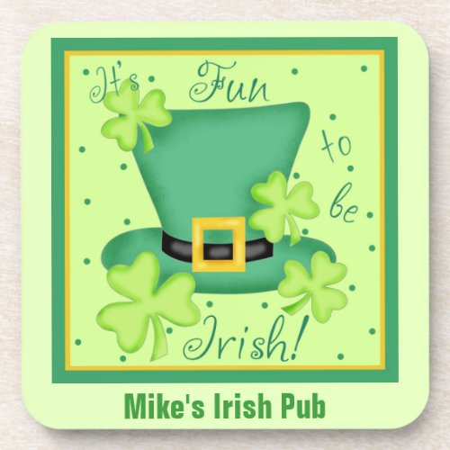 Fun to be Irish Custom Pub Restaurant Promote Coaster