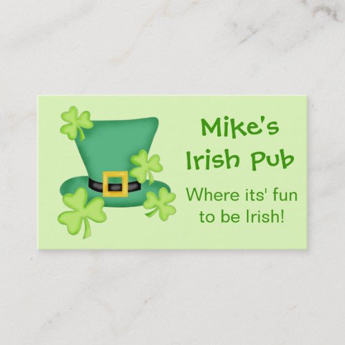 Fun to be Irish Restaurant Pub Organization Business Card