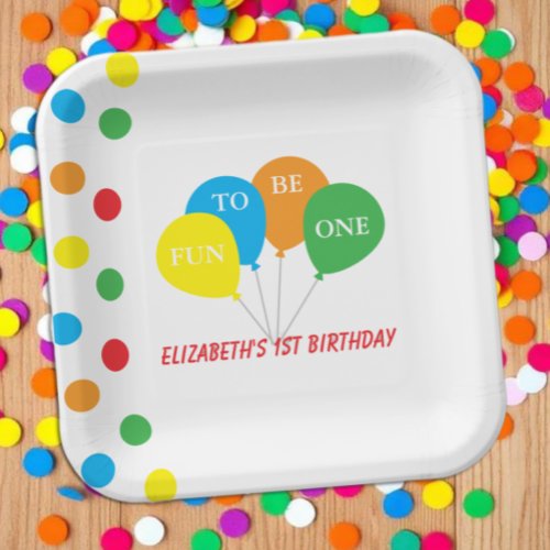 Fun To Be One 1st Birthday Paper Plates