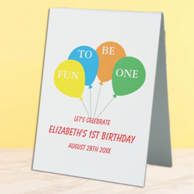 Fun To Be One 1st Birthday Table Tent (Creator Uploaded)