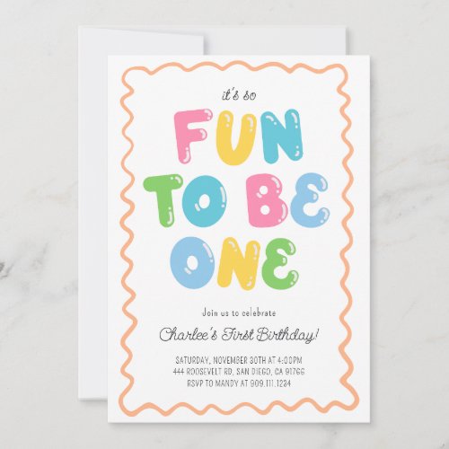 Fun to be ONE Birthday Invitation